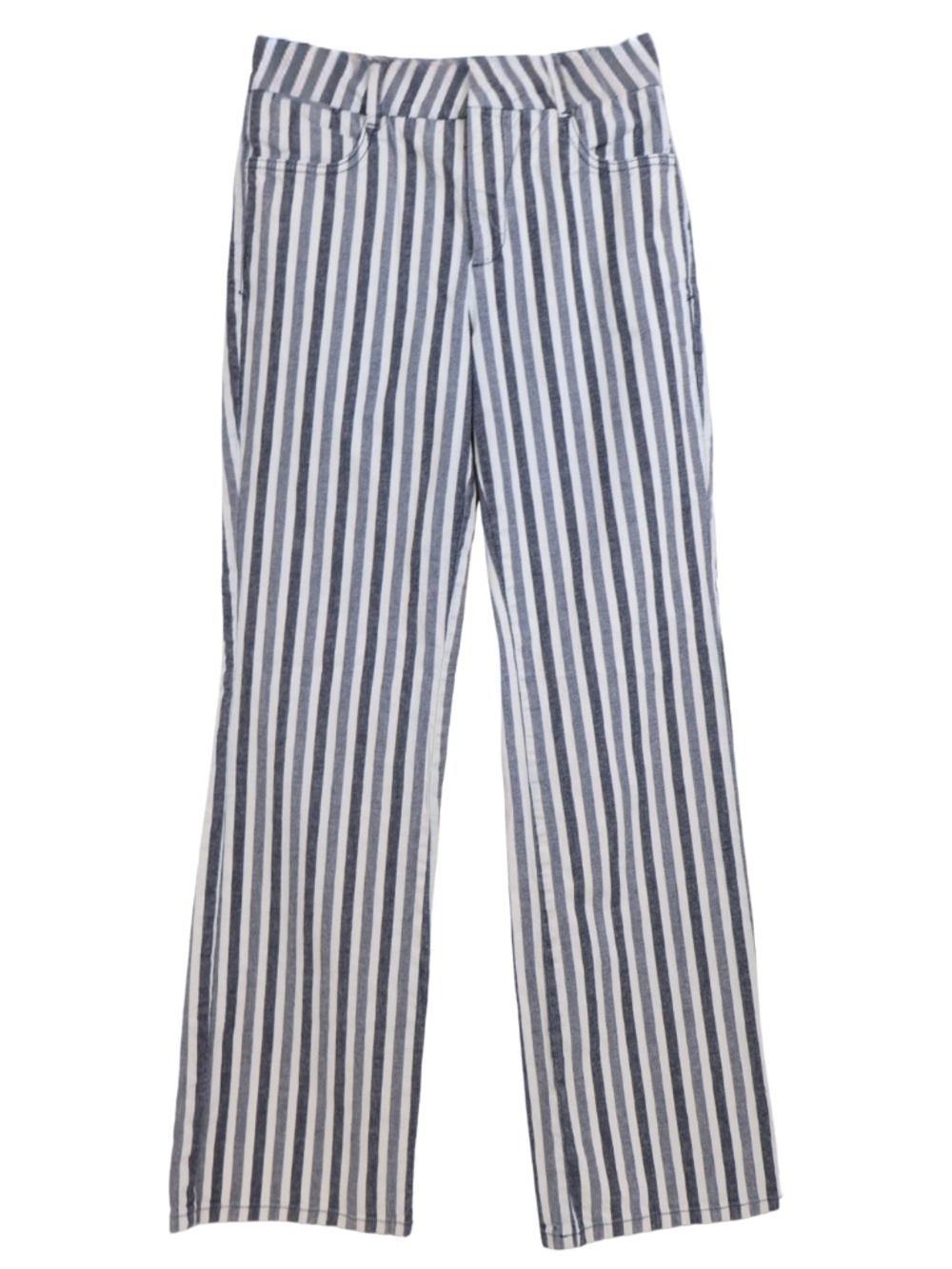 Anthropologie Blue White Stripe Pants Size 26 High Rise Stretch Cotton